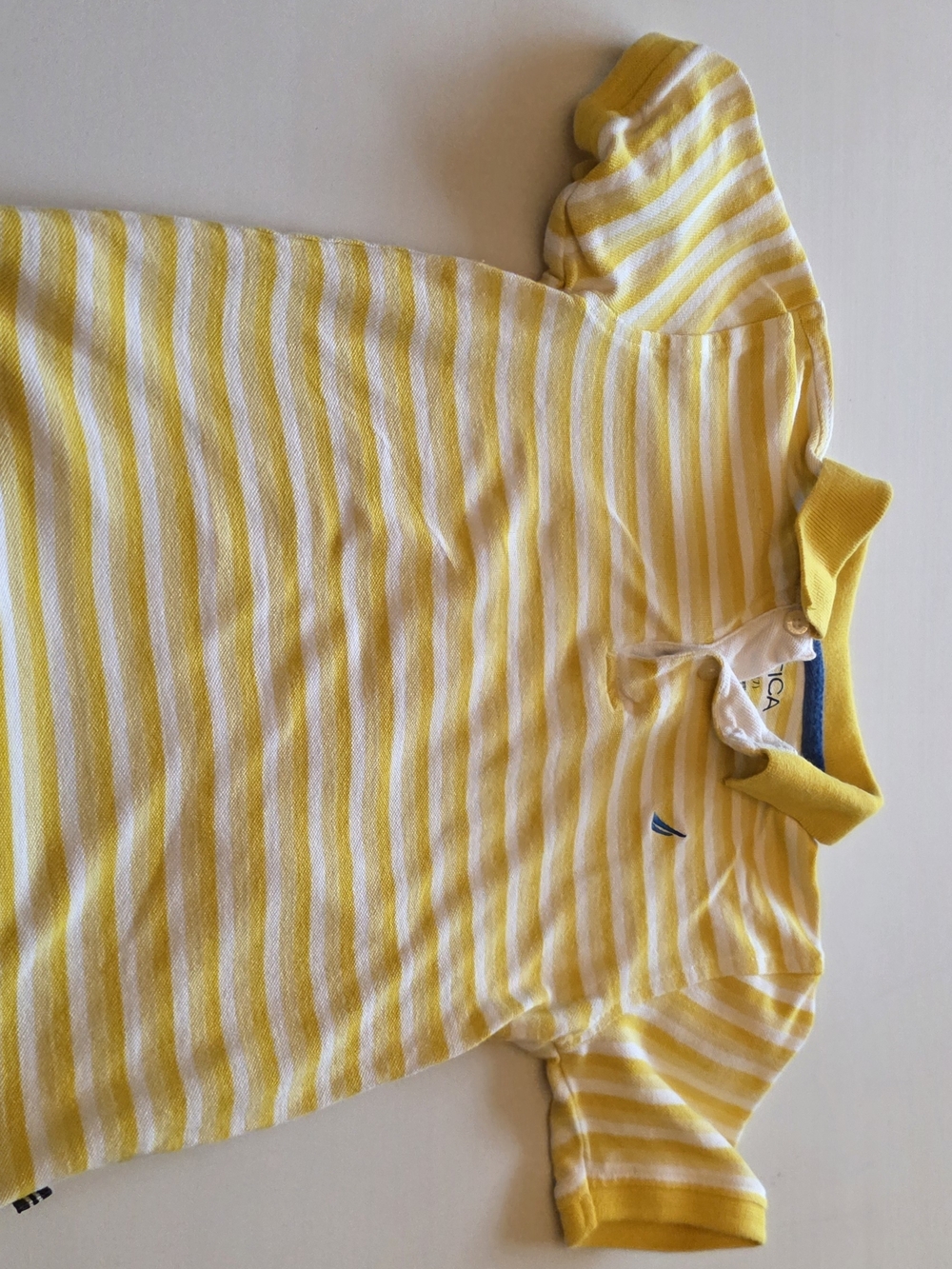 Nautica Yellow and White Striped Kids Polo